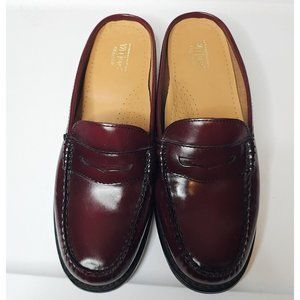 Weejuns Bass Women's Slip On Mule Penny Loafer Burgundy Brown Leather Size 7.5